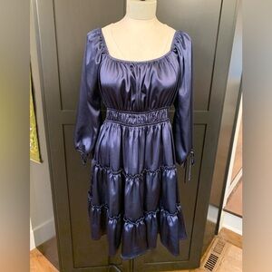 ARULA Satin Navy Blue Dress